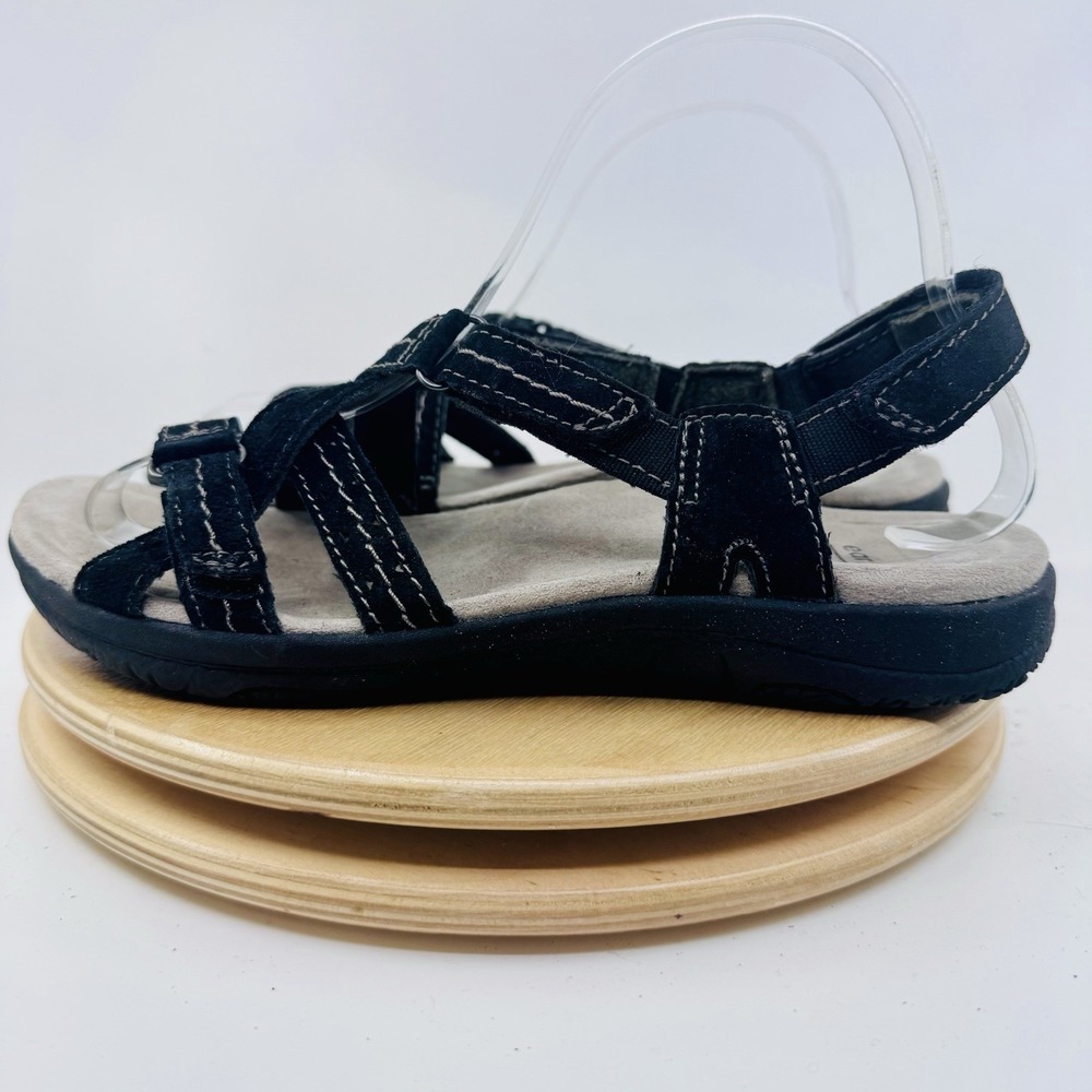 Earth Origins Savoy Sammy Black Suede Strappy Comfort Walking Sandals Womens 7